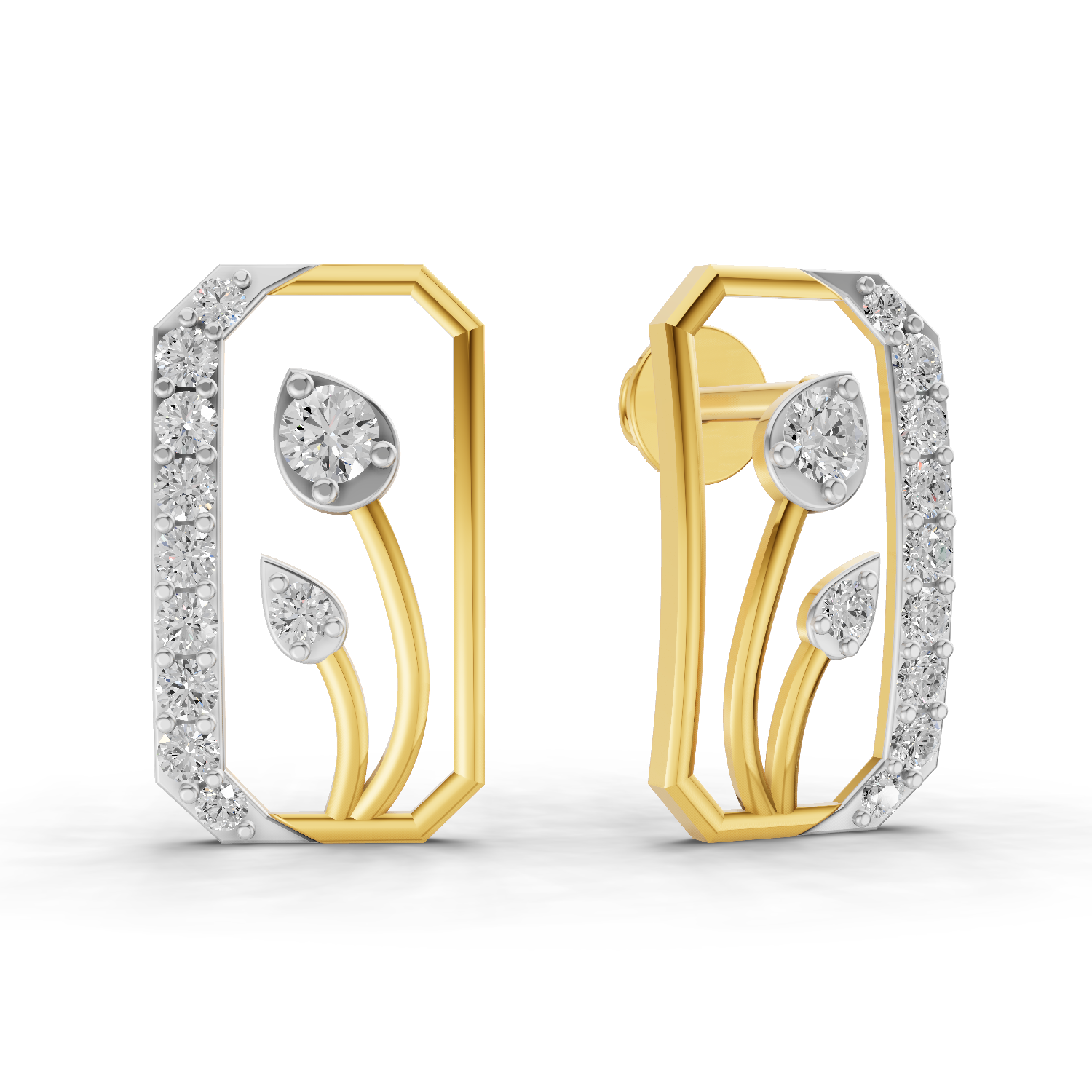 Lab Grown Diamond Earrings 0.42 Carat IGI Certified Round Shape 925 Sterling Silver Gold Plated The Minimalist Stud Earrings