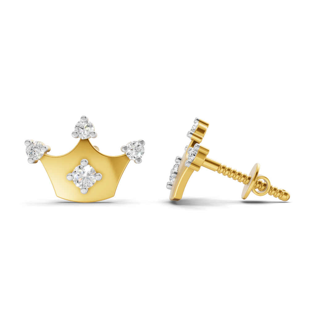 Lab Grown Diamond 0.3CT 925 Sterling Silver Gold Plated Round Shape Earring