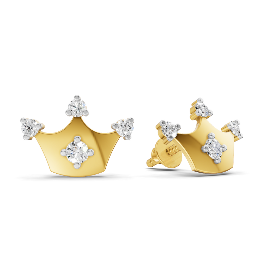 Lab Grown Diamond 0.3CT 925 Sterling Silver Gold Plated Round Shape Earring