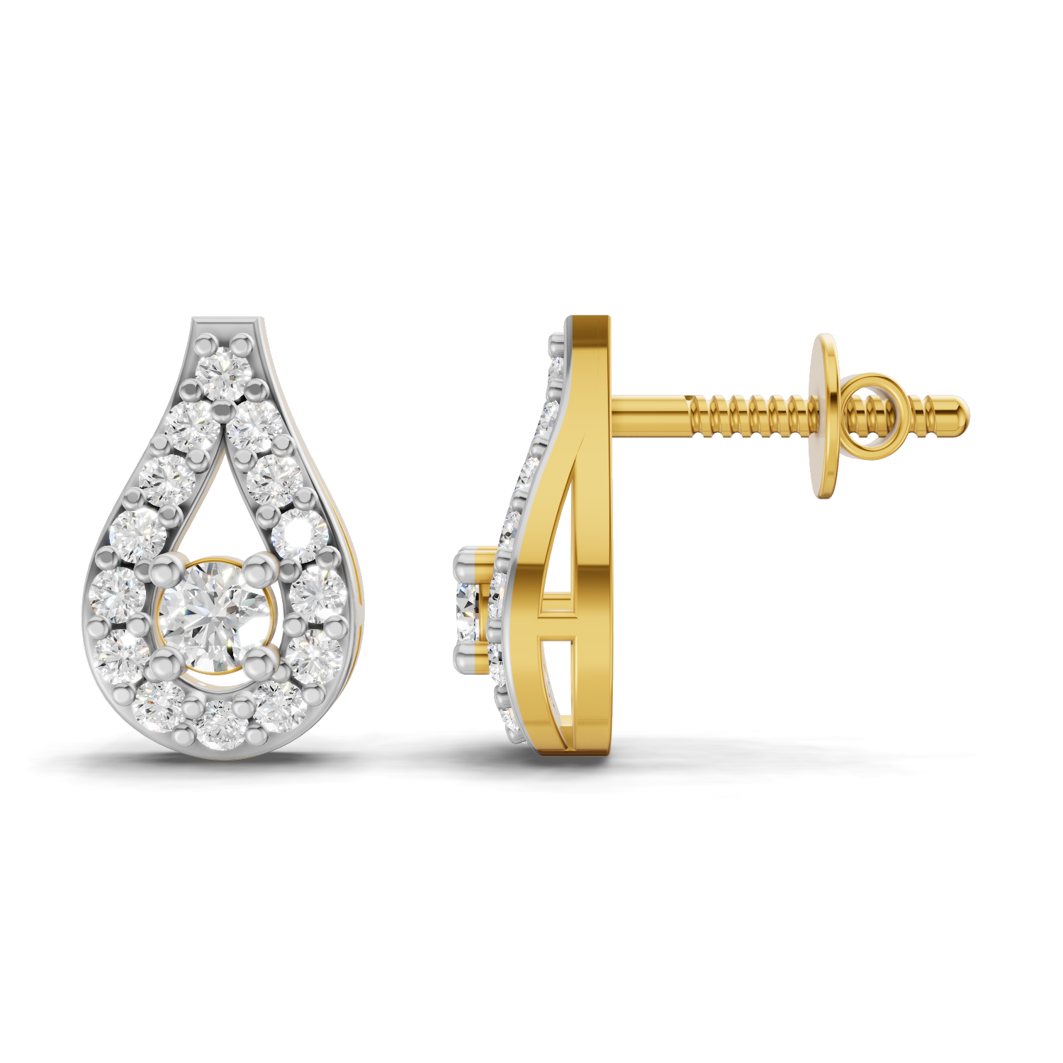 Lab Grown Diamond 0.42CT 925 Sterling Silver Gold Plated Round Shape Earring