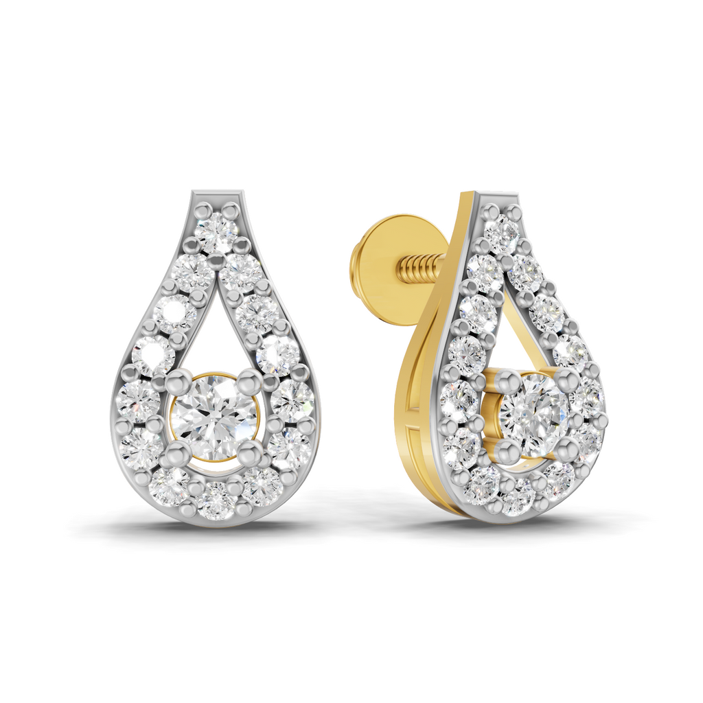 Lab Grown Diamond 0.42CT 925 Sterling Silver Gold Plated Round Shape Earring