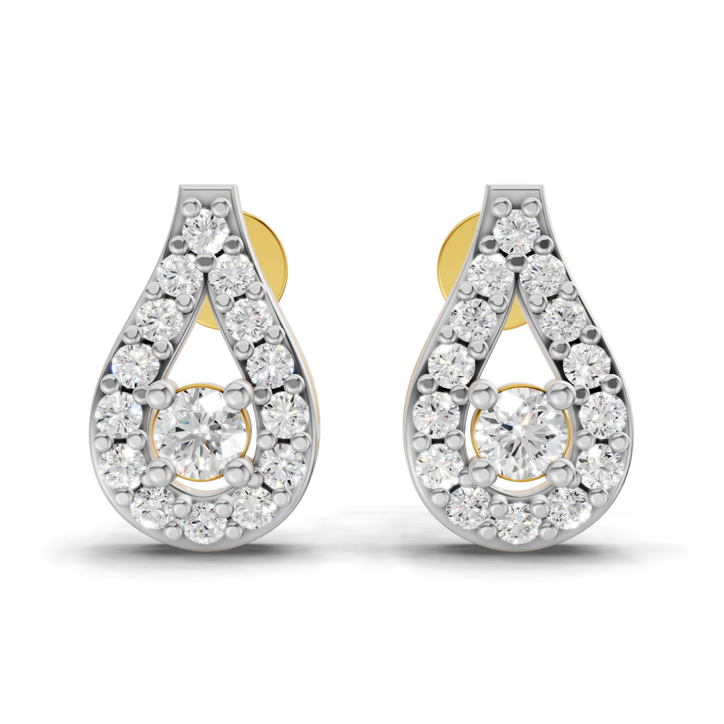 Lab Grown Diamond 0.42CT 925 Sterling Silver Gold Plated Round Shape Earring