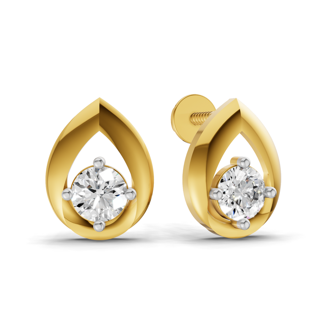 Lab Grown Diamond 0.41CT 925 Sterling Silver Gold Plated Round Shape Earring