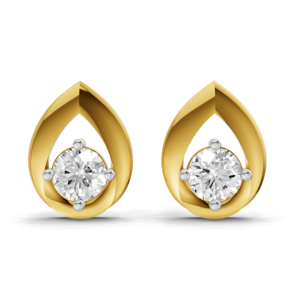 Lab Grown Diamond 0.41CT 925 Sterling Silver Gold Plated Round Shape Earring