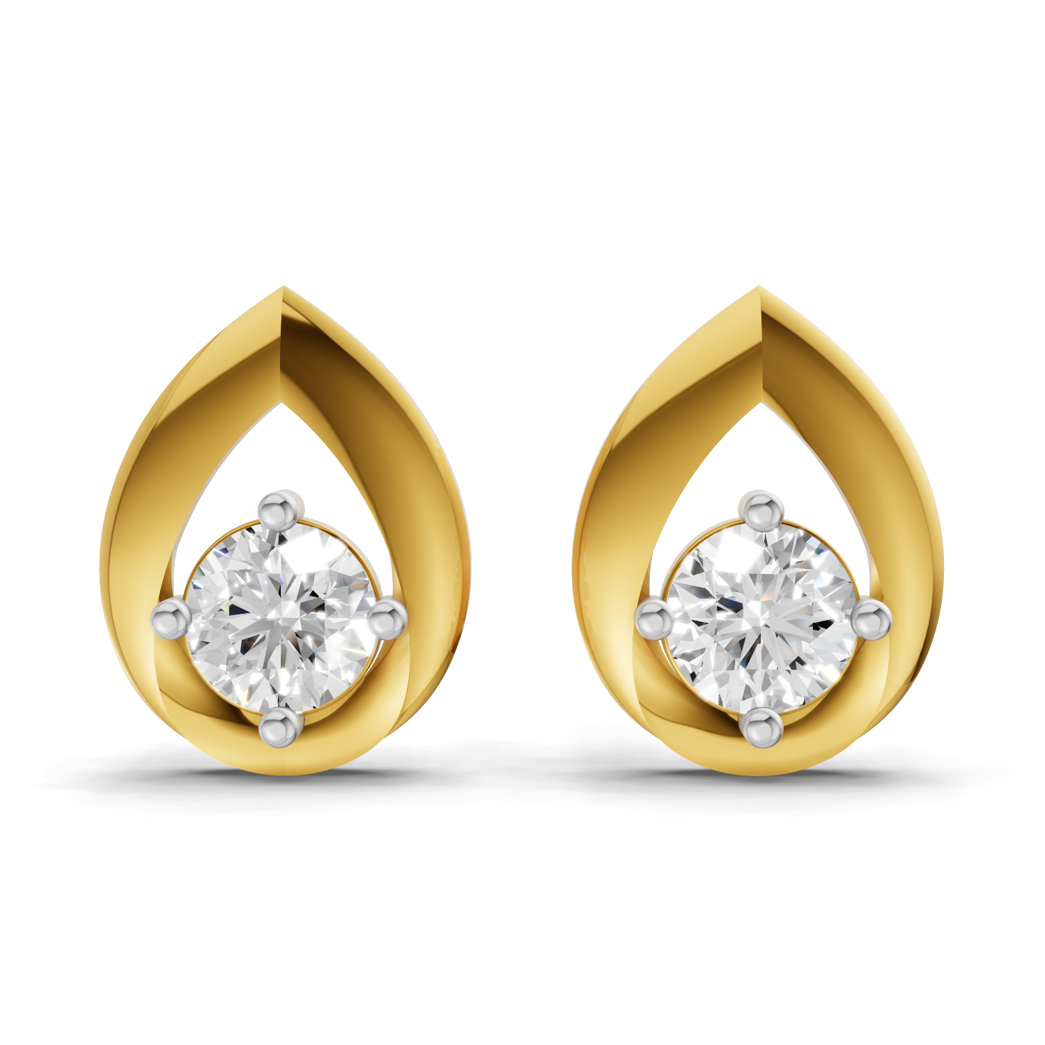 Lab Grown Diamond 0.41CT 925 Sterling Silver Gold Plated Round Shape Earring