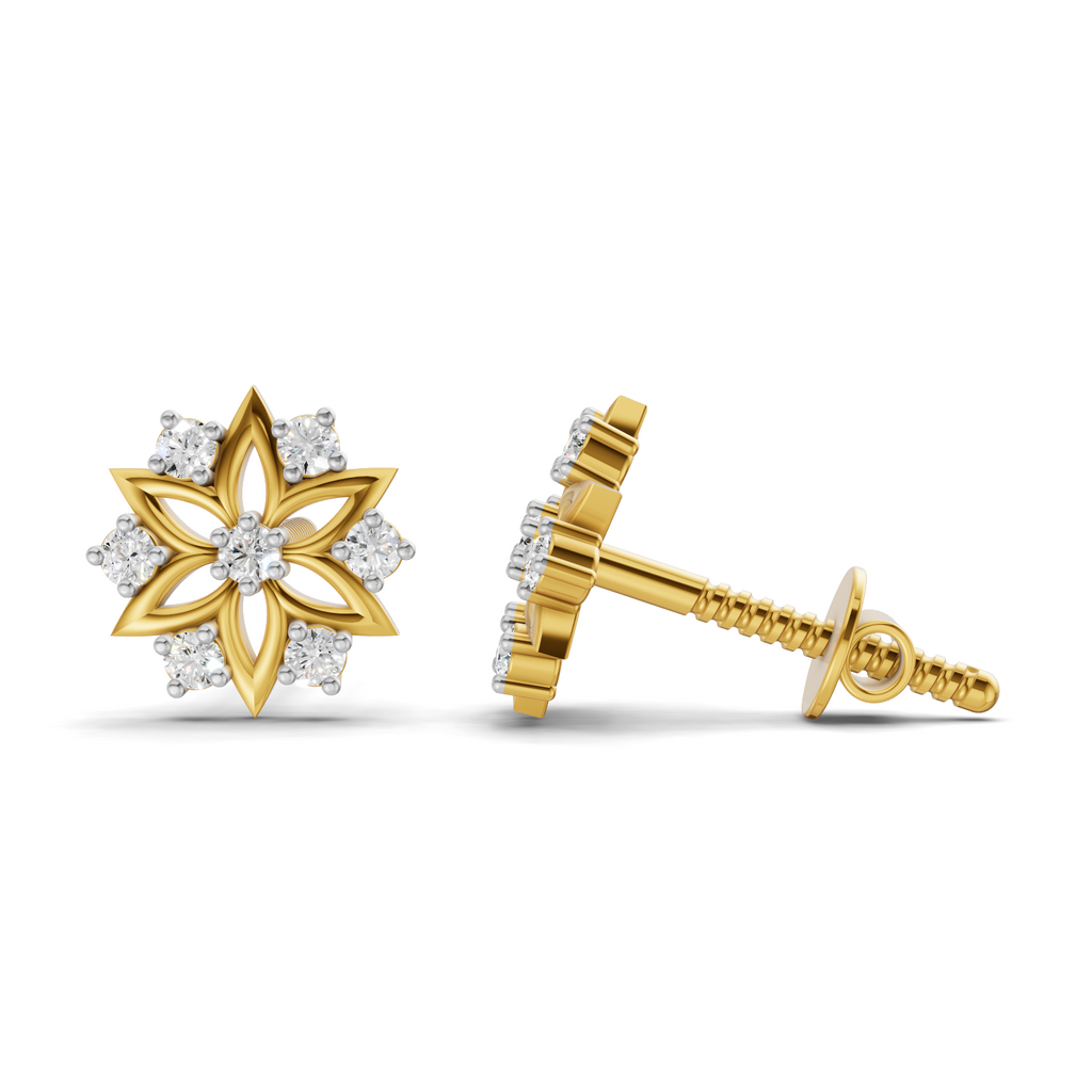Lab Grown Diamond 0.17CT 925 Sterling Silver Gold Plated Round Shape Earring