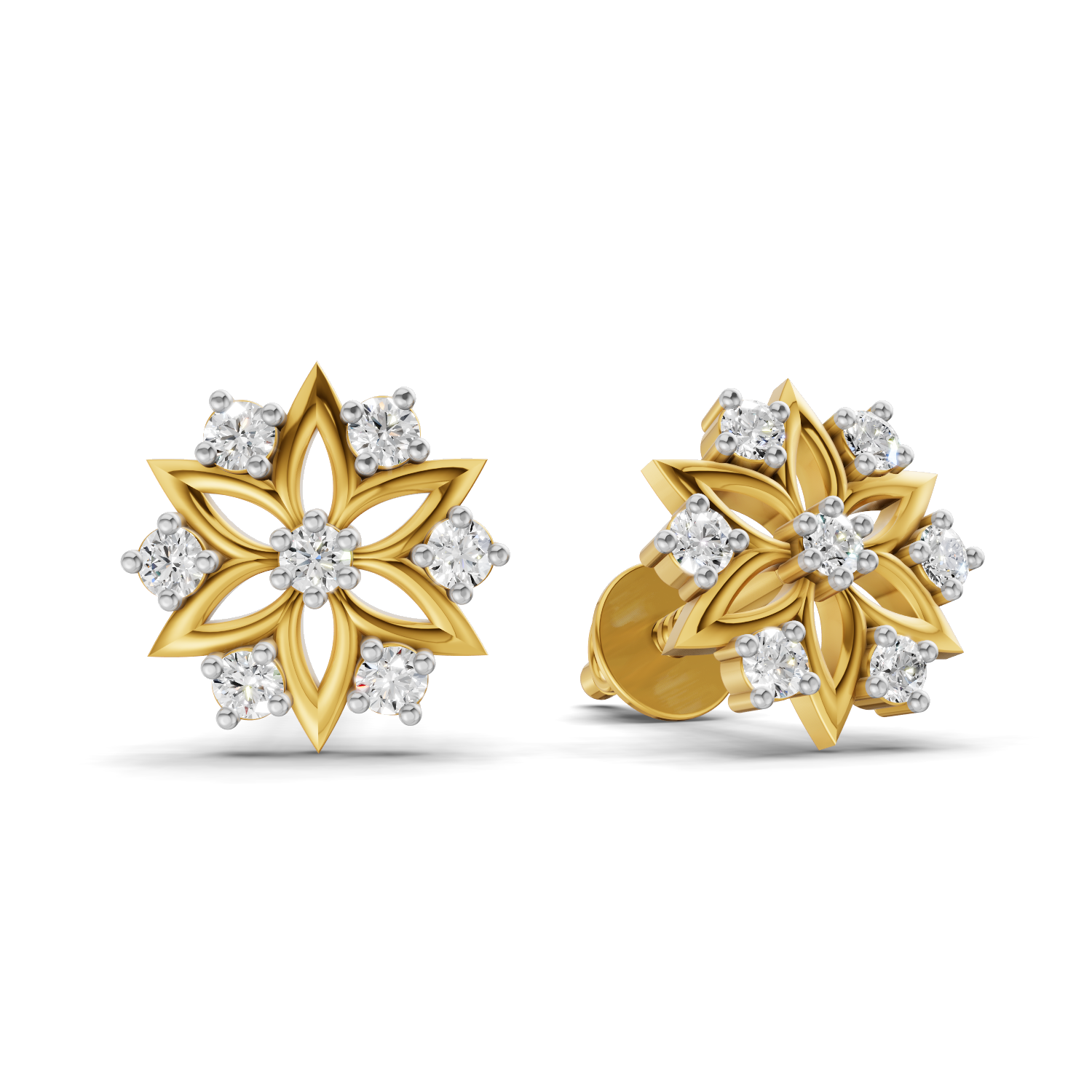 Lab Grown Diamond 0.17CT 925 Sterling Silver Gold Plated Round Shape Earring