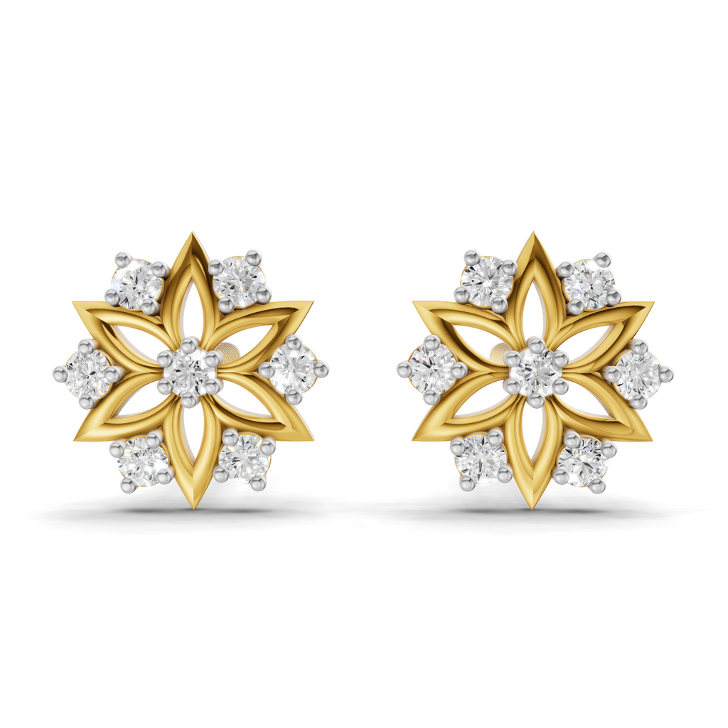 Lab Grown Diamond 0.17CT 925 Sterling Silver Gold Plated Round Shape Earring