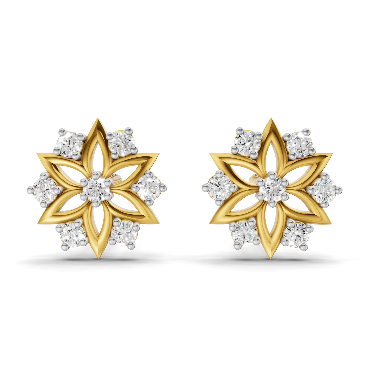 Lab Grown Diamond 0.17CT 925 Sterling Silver Gold Plated Round Shape Earring