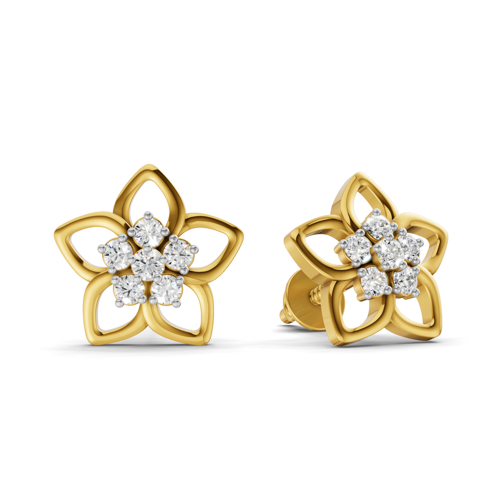 Lab Grown Diamond 0.22CT 925 Sterling Silver Gold Plated Round Shape Earring