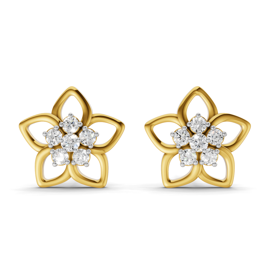Lab Grown Diamond 0.22CT 925 Sterling Silver Gold Plated Round Shape Earring