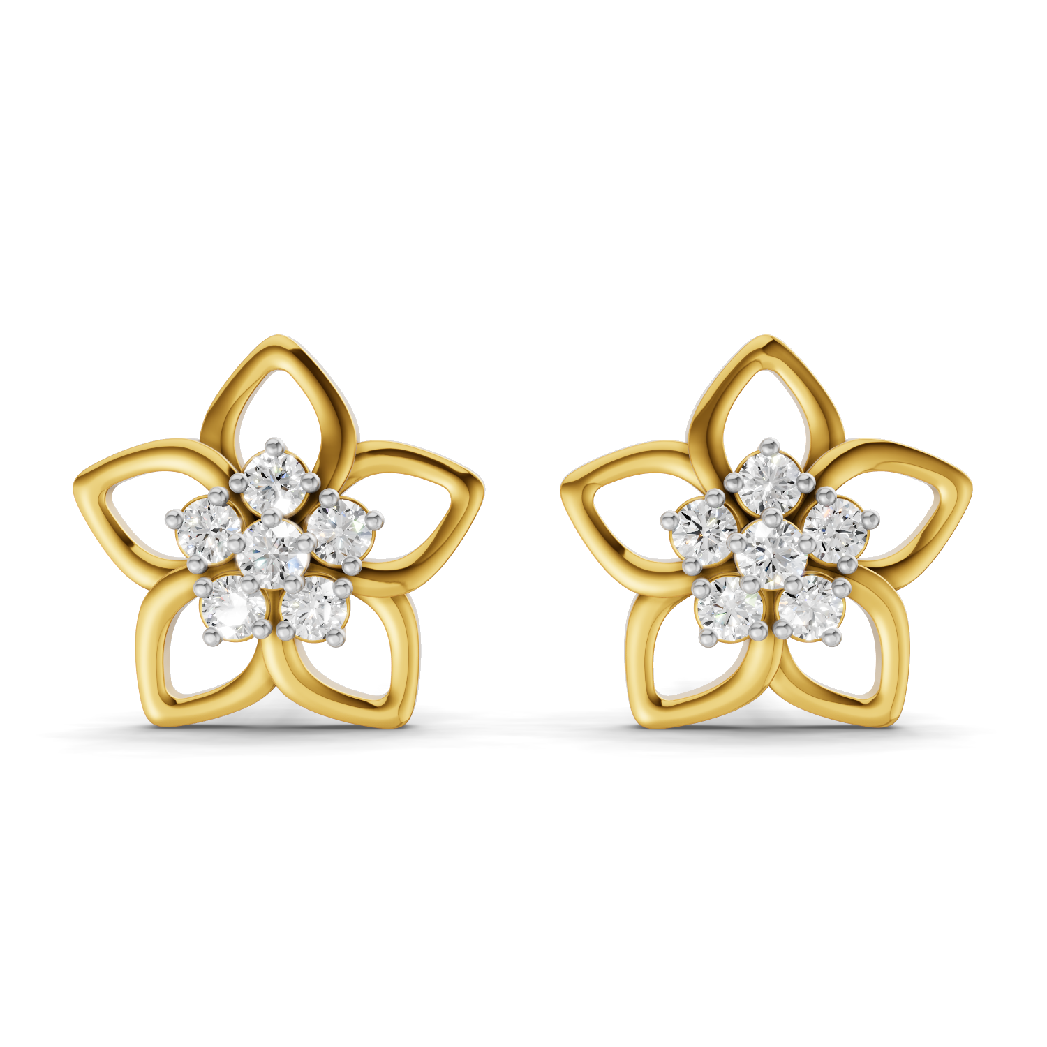 Lab Grown Diamond 0.22CT 925 Sterling Silver Gold Plated Round Shape Earring