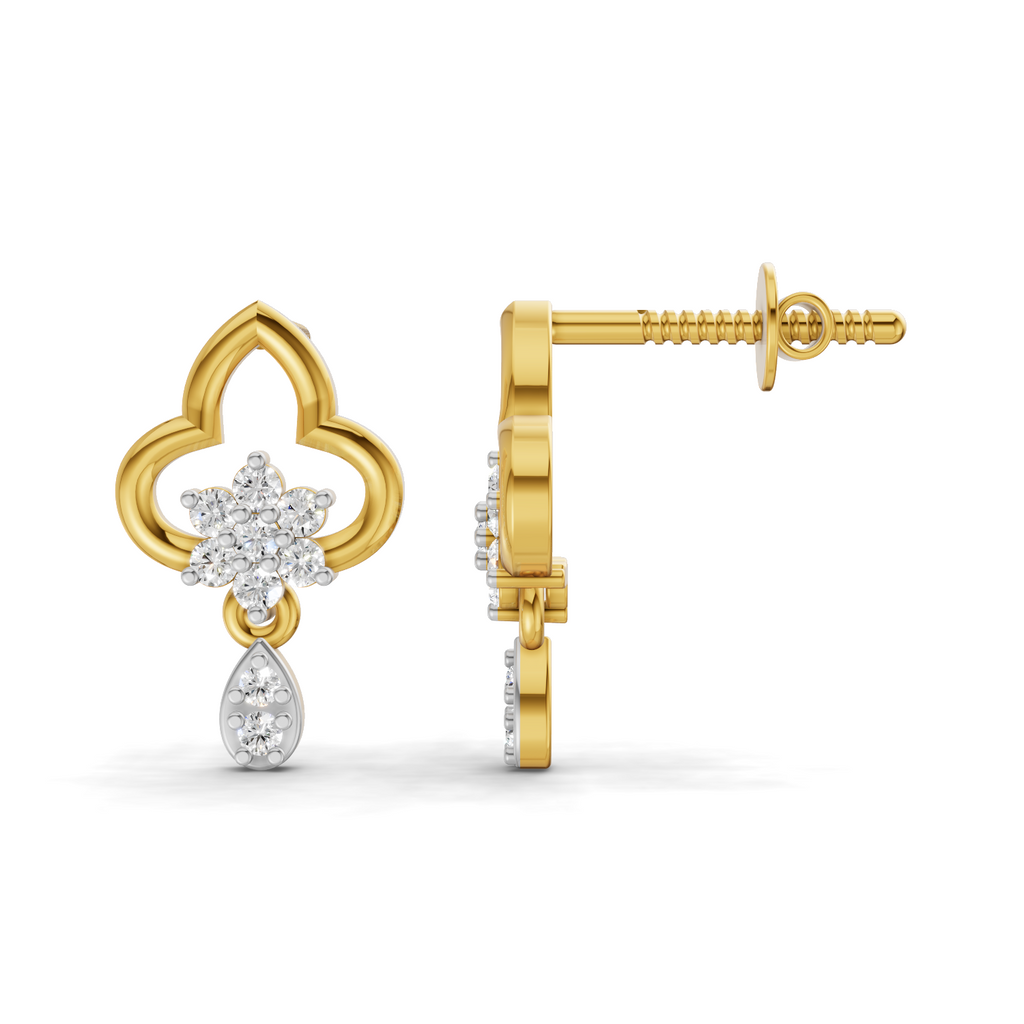 Lab Grown Diamond 0.21CT 925 Sterling Silver Gold Plated Round Shape Earring