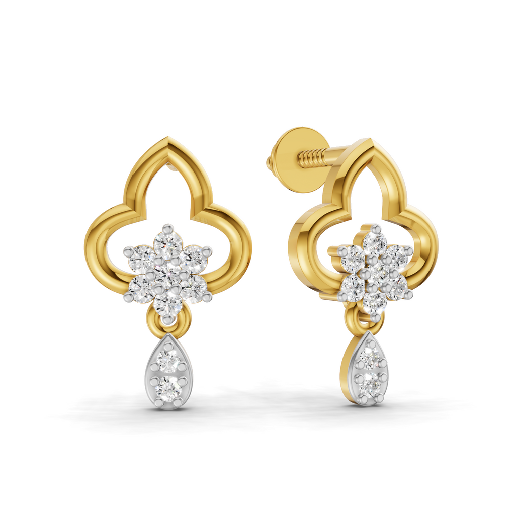 Lab Grown Diamond 0.21CT 925 Sterling Silver Gold Plated Round Shape Earring