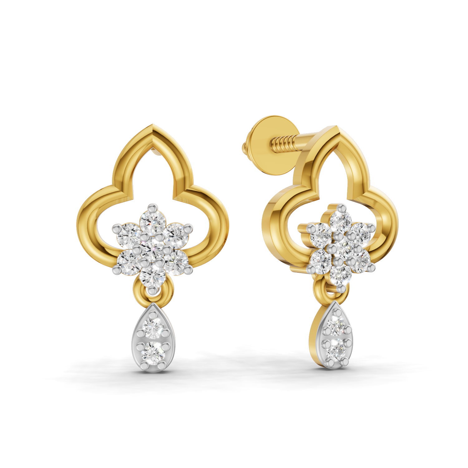 Lab Grown Diamond 0.21CT 925 Sterling Silver Gold Plated Round Shape Earring