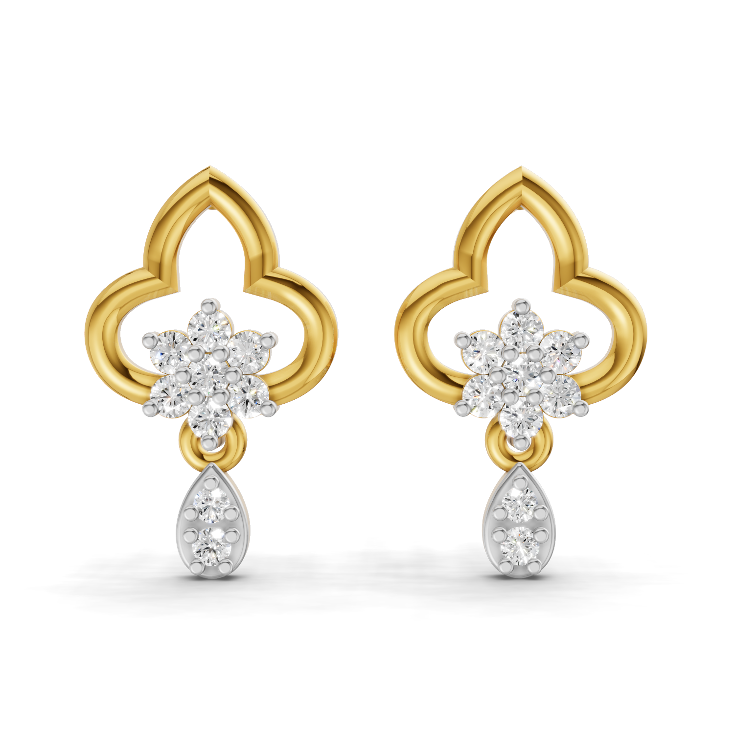 Lab Grown Diamond 0.21CT 925 Sterling Silver Gold Plated Round Shape Earring