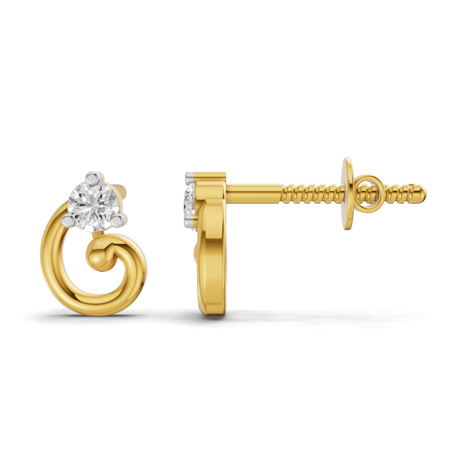 Lab Grown Diamond 0.16CT 925 Sterling Silver Gold Plated Round Shape Earring