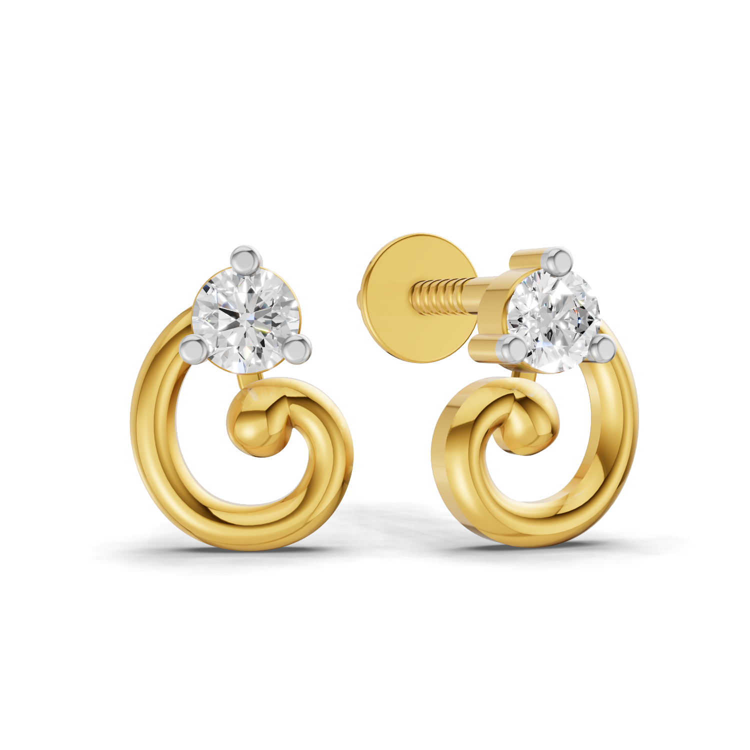 Lab Grown Diamond 0.16CT 925 Sterling Silver Gold Plated Round Shape Earring