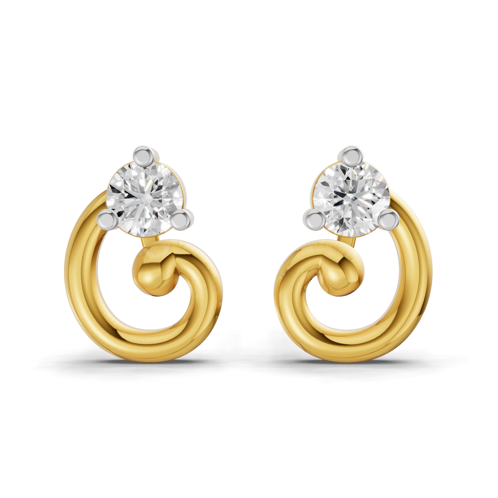 Lab Grown Diamond 0.16CT 925 Sterling Silver Gold Plated Round Shape Earring