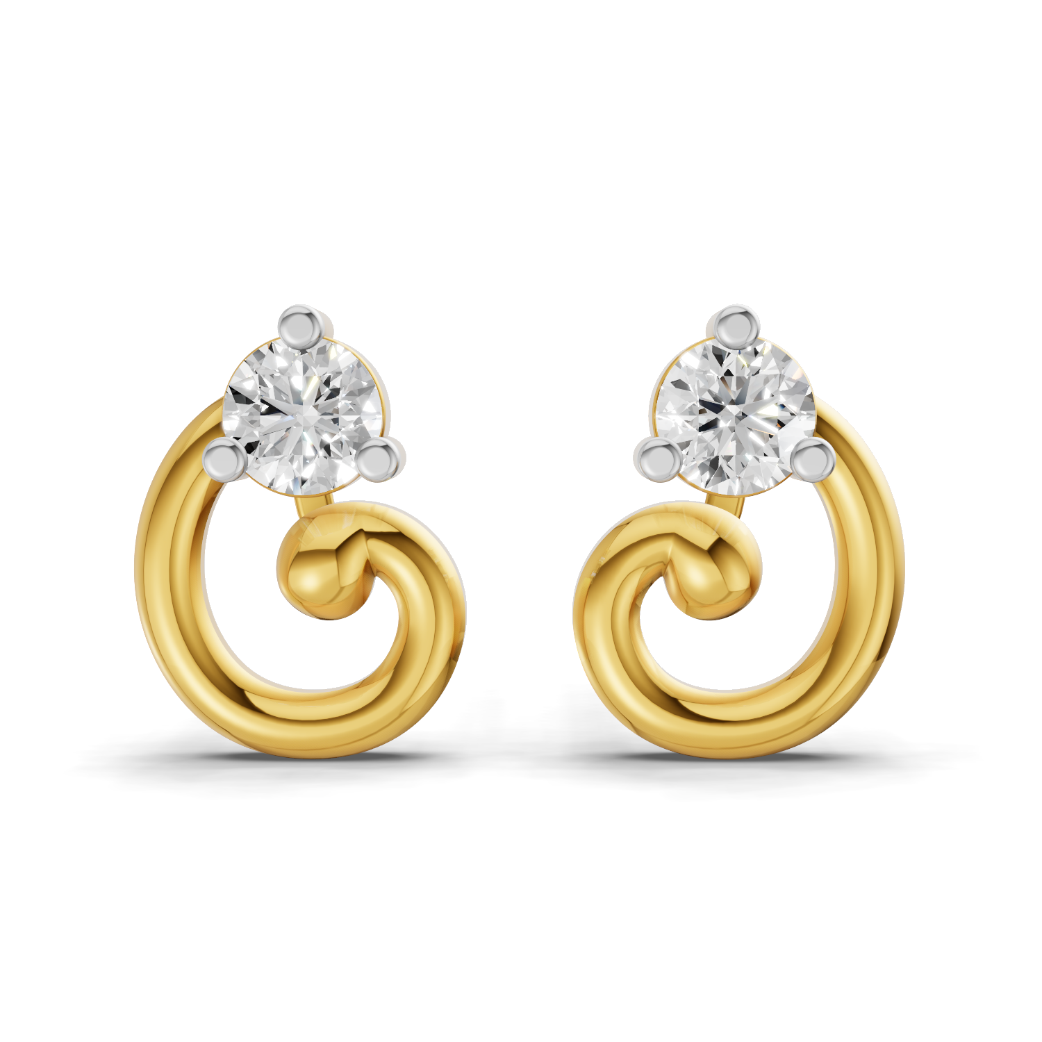 Lab Grown Diamond 0.16CT 925 Sterling Silver Gold Plated Round Shape Earring
