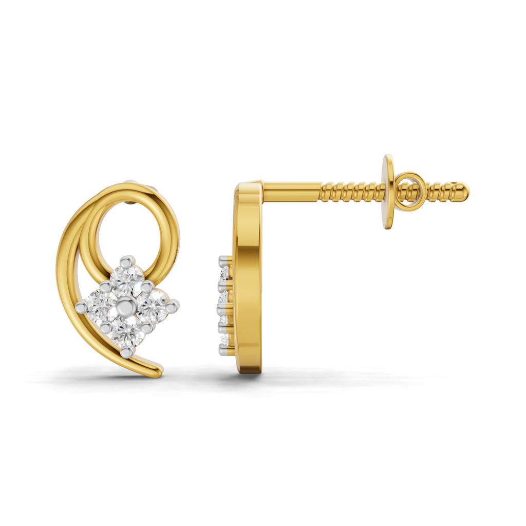 Lab Grown Diamond 0.17CT 925 Sterling Silver Gold Plated Round Shape Earring