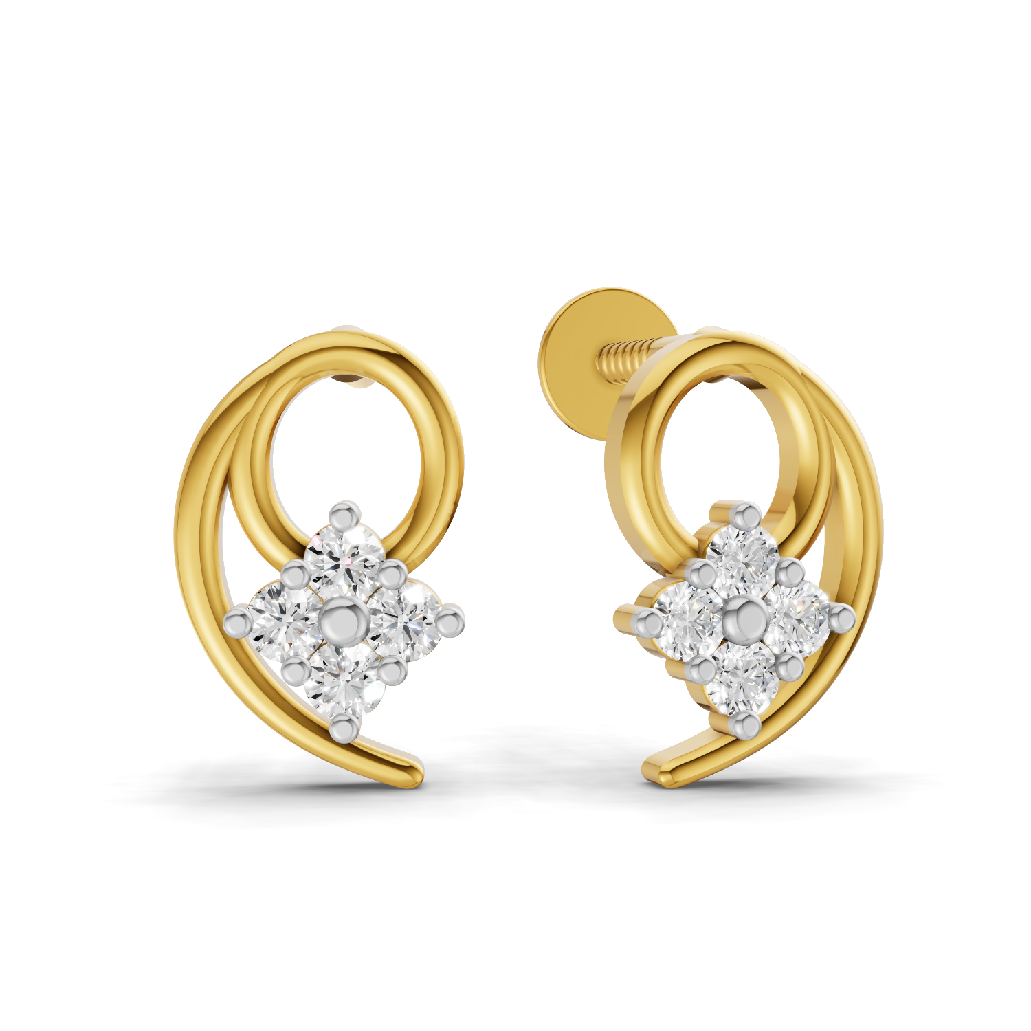 Lab Grown Diamond 0.17CT 925 Sterling Silver Gold Plated Round Shape Earring