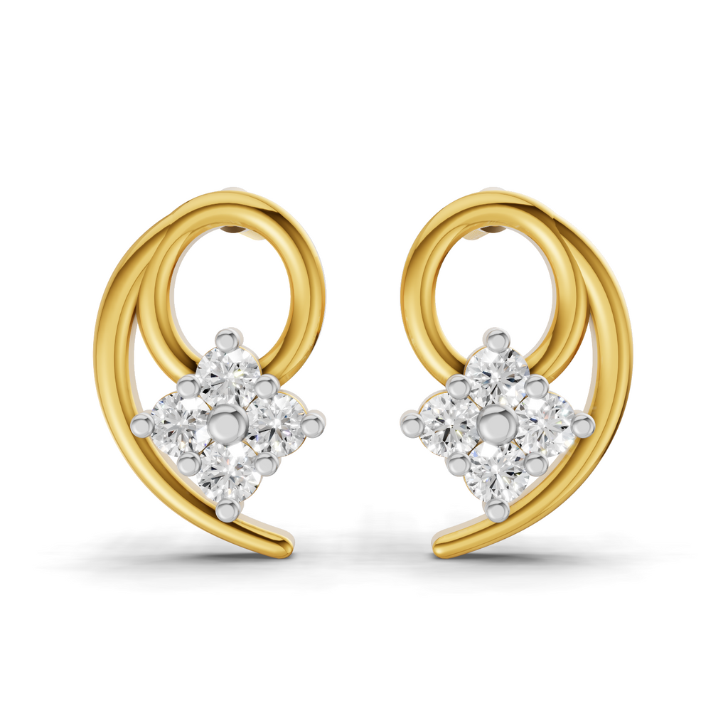 Lab Grown Diamond 0.17CT 925 Sterling Silver Gold Plated Round Shape Earring