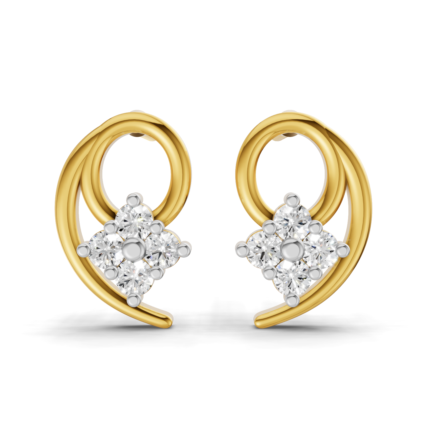 Lab Grown Diamond 0.17CT 925 Sterling Silver Gold Plated Round Shape Earring