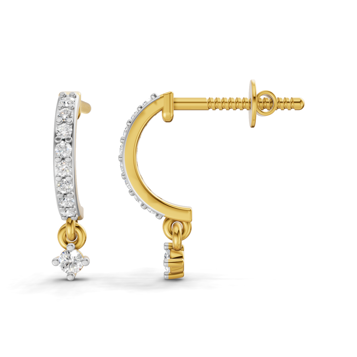 Lab Grown Diamond 0.23CT 925 Sterling Silver Gold Plated Round Shape Earring