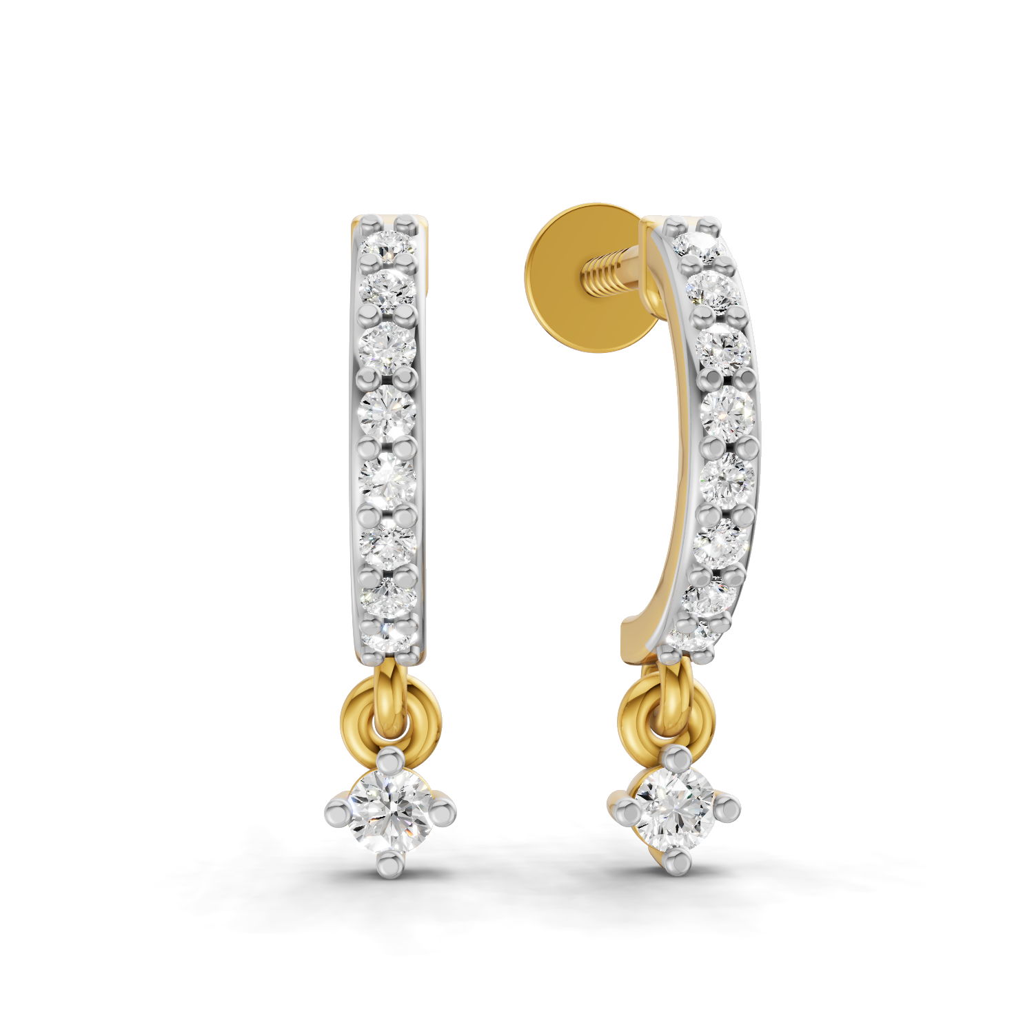 Lab Grown Diamond 0.23CT 925 Sterling Silver Gold Plated Round Shape Earring