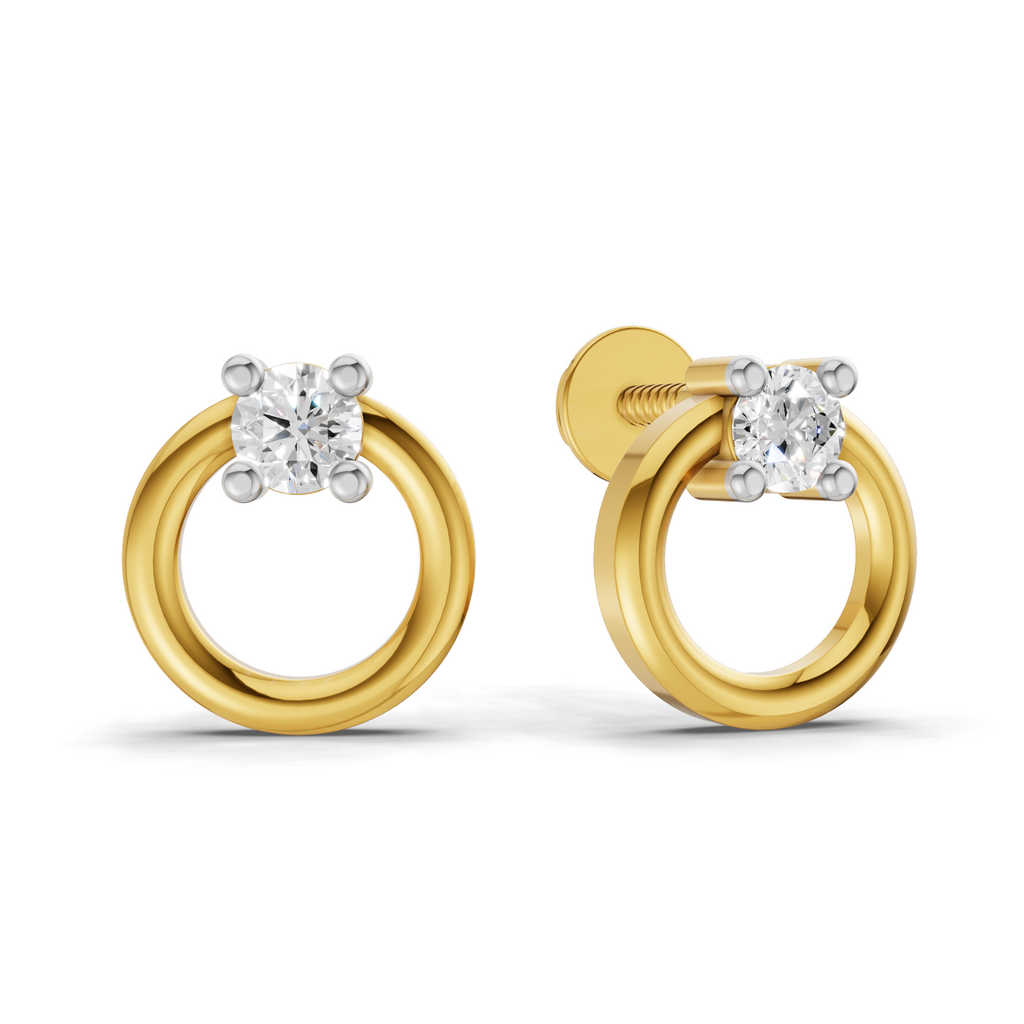 Lab Grown Diamond 0.15CT 925 Sterling Silver Gold Plated Round Shape Earring