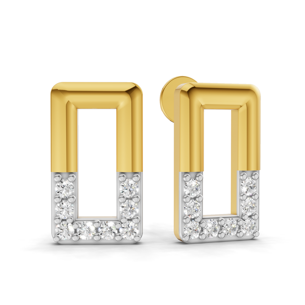 Lab Grown Diamond 0.16CT 925 Sterling Silver Gold Plated Round Shape Earring