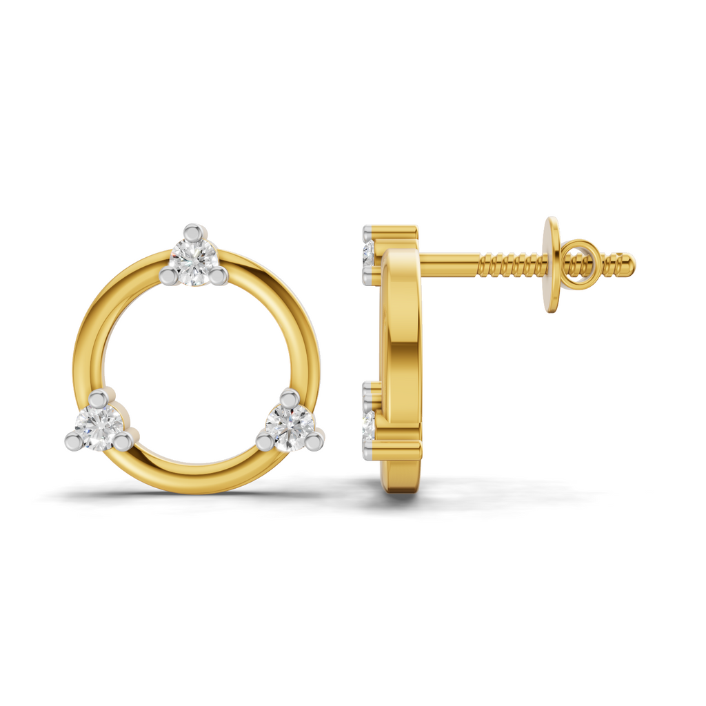 Lab Grown Diamond 0.15CT 925 Sterling Silver Gold Plated Round Shape Earring