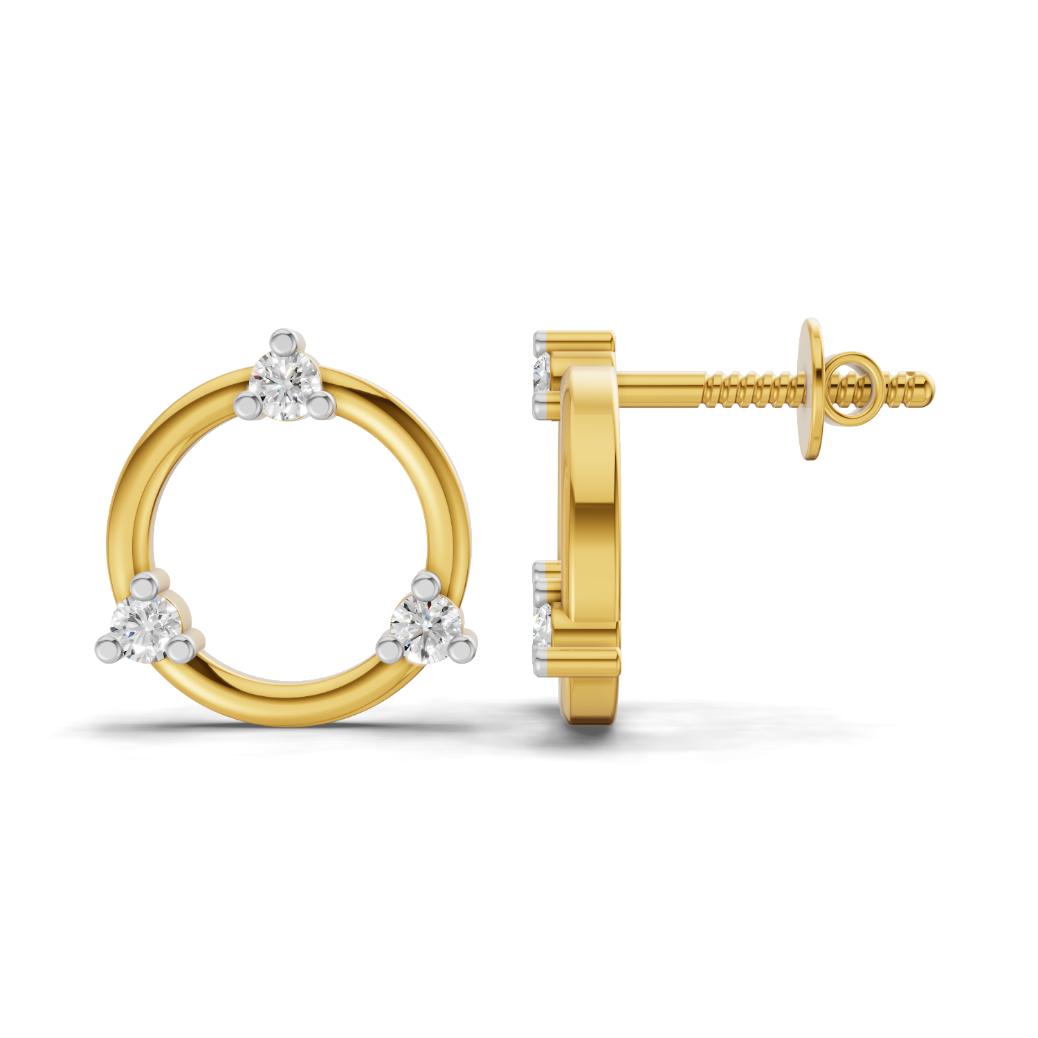 Lab Grown Diamond 0.15CT 925 Sterling Silver Gold Plated Round Shape Earring