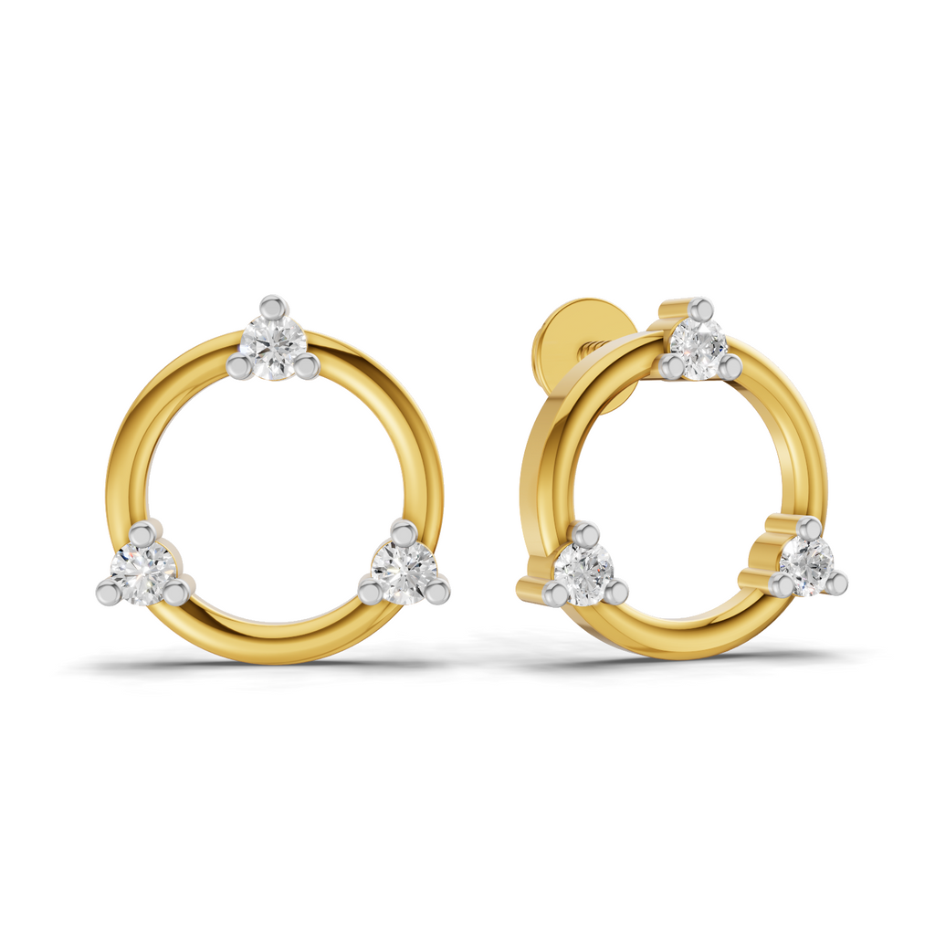 Lab Grown Diamond 0.15CT 925 Sterling Silver Gold Plated Round Shape Earring