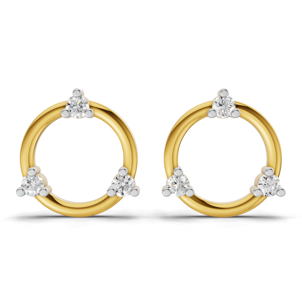 Lab Grown Diamond 0.15CT 925 Sterling Silver Gold Plated Round Shape Earring