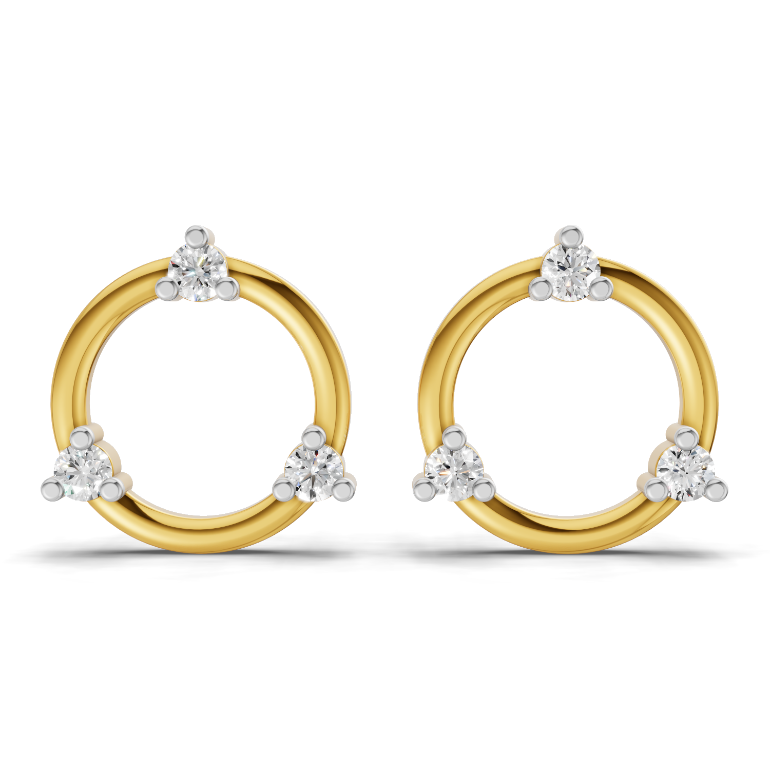 Lab Grown Diamond 0.15CT 925 Sterling Silver Gold Plated Round Shape Earring