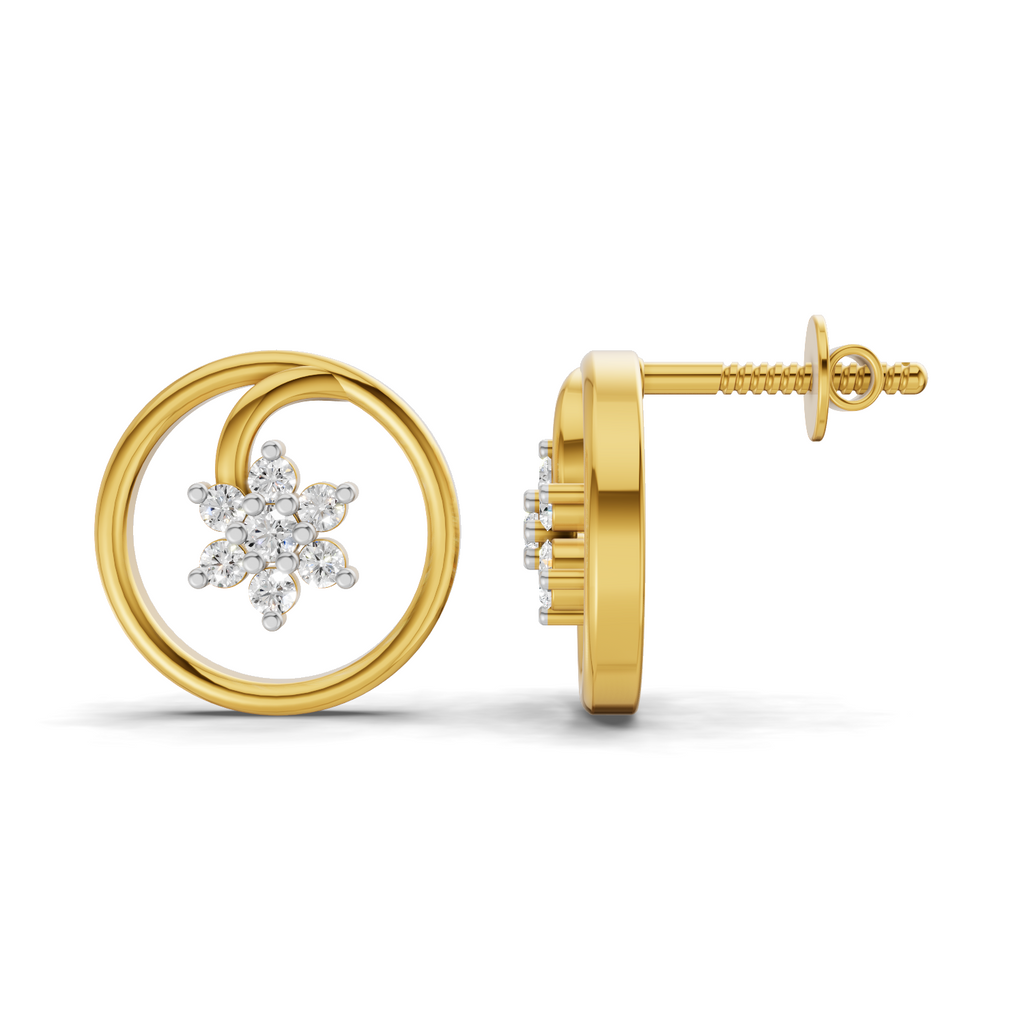 Lab Grown Diamond 0.16CT 925 Sterling Silver Gold Plated Round Shape Earring