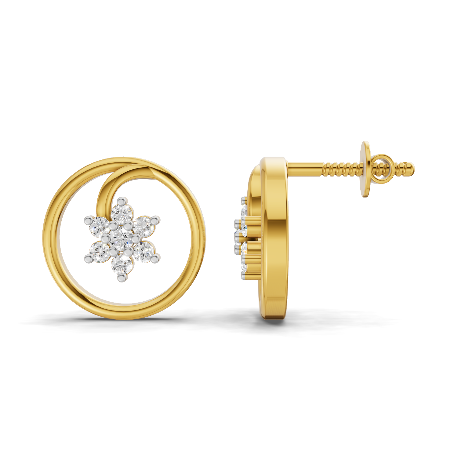 Lab Grown Diamond 0.16CT 925 Sterling Silver Gold Plated Round Shape Earring