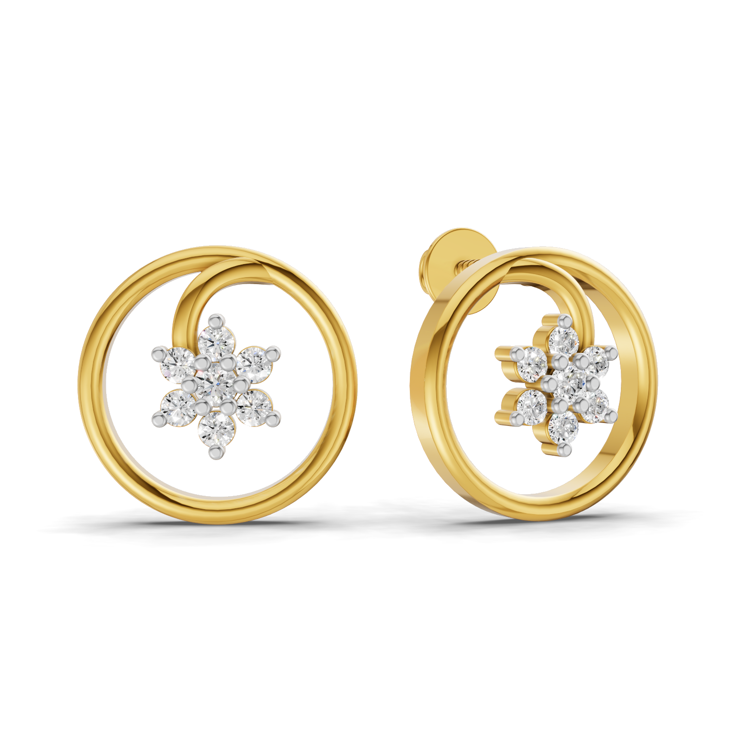 Lab Grown Diamond 0.16CT 925 Sterling Silver Gold Plated Round Shape Earring