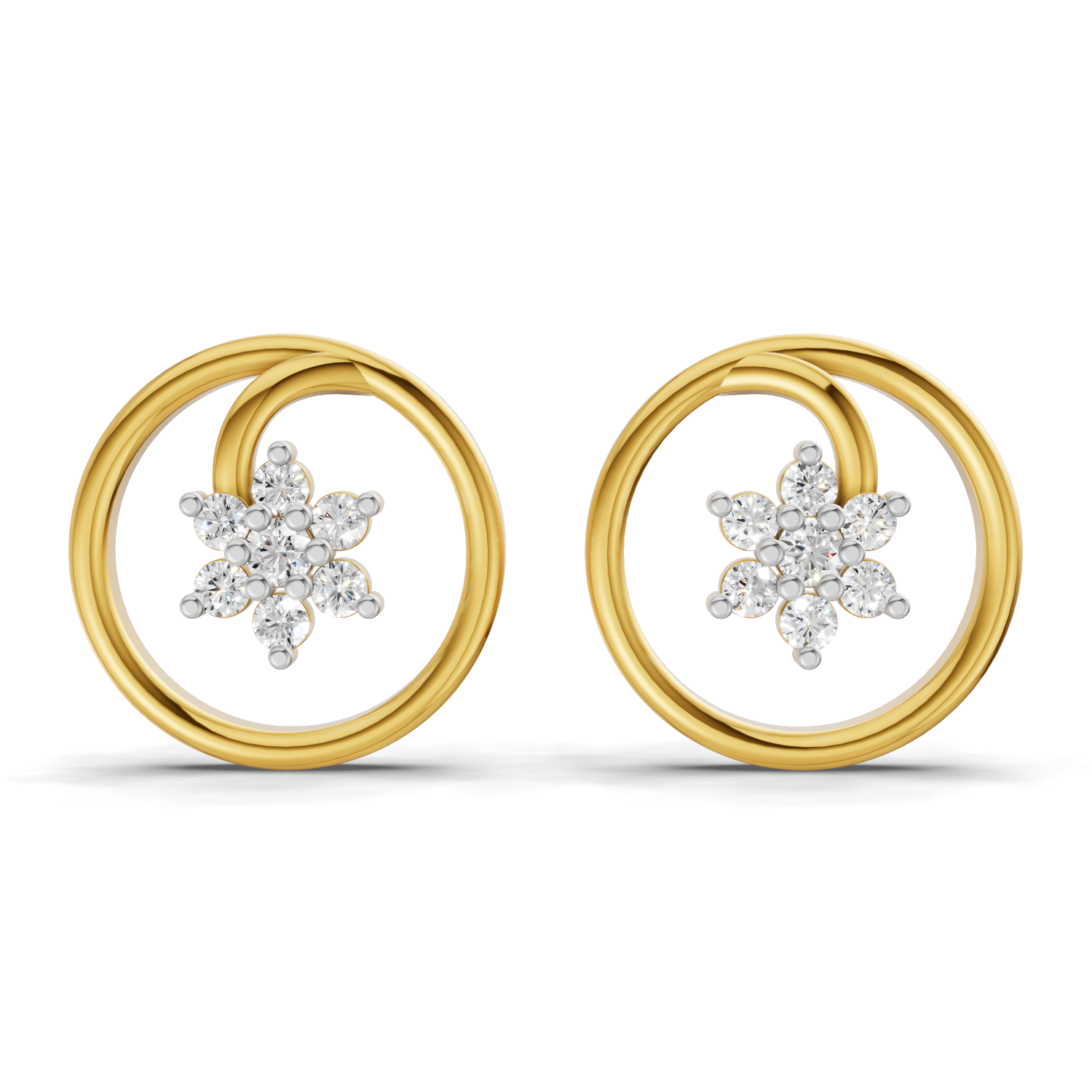Lab Grown Diamond 0.16CT 925 Sterling Silver Gold Plated Round Shape Earring
