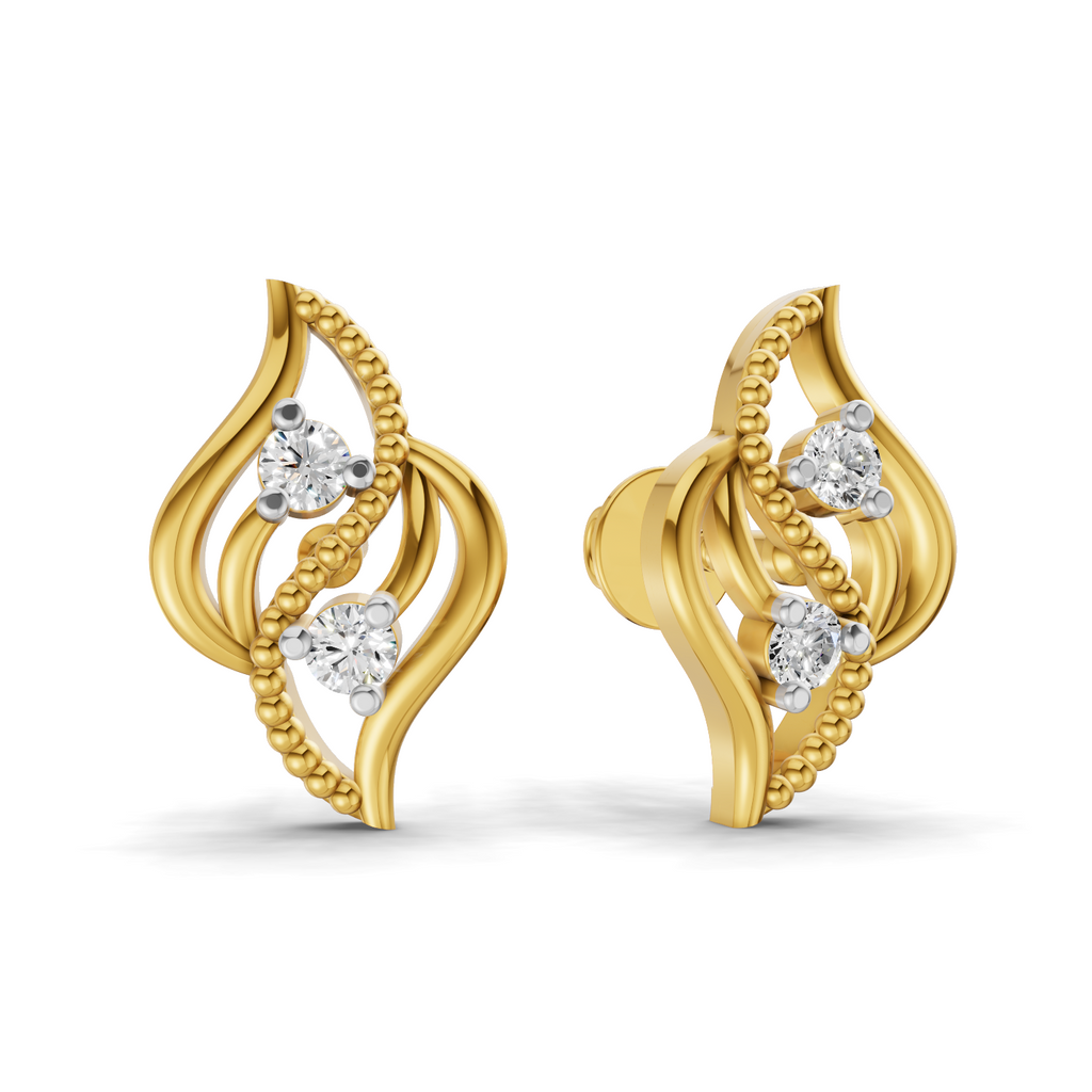 Lab Grown Diamond 0.1CT 925 Sterling Silver Gold Plated Round Shape Earring