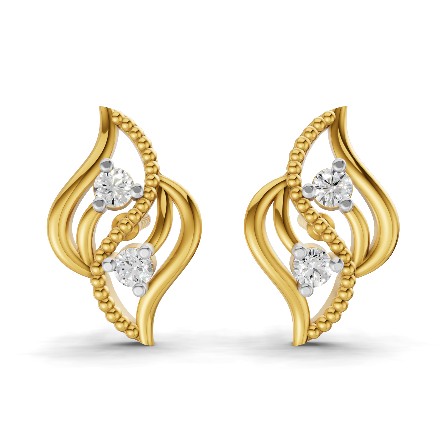 Lab Grown Diamond 0.1CT 925 Sterling Silver Gold Plated Round Shape Earring