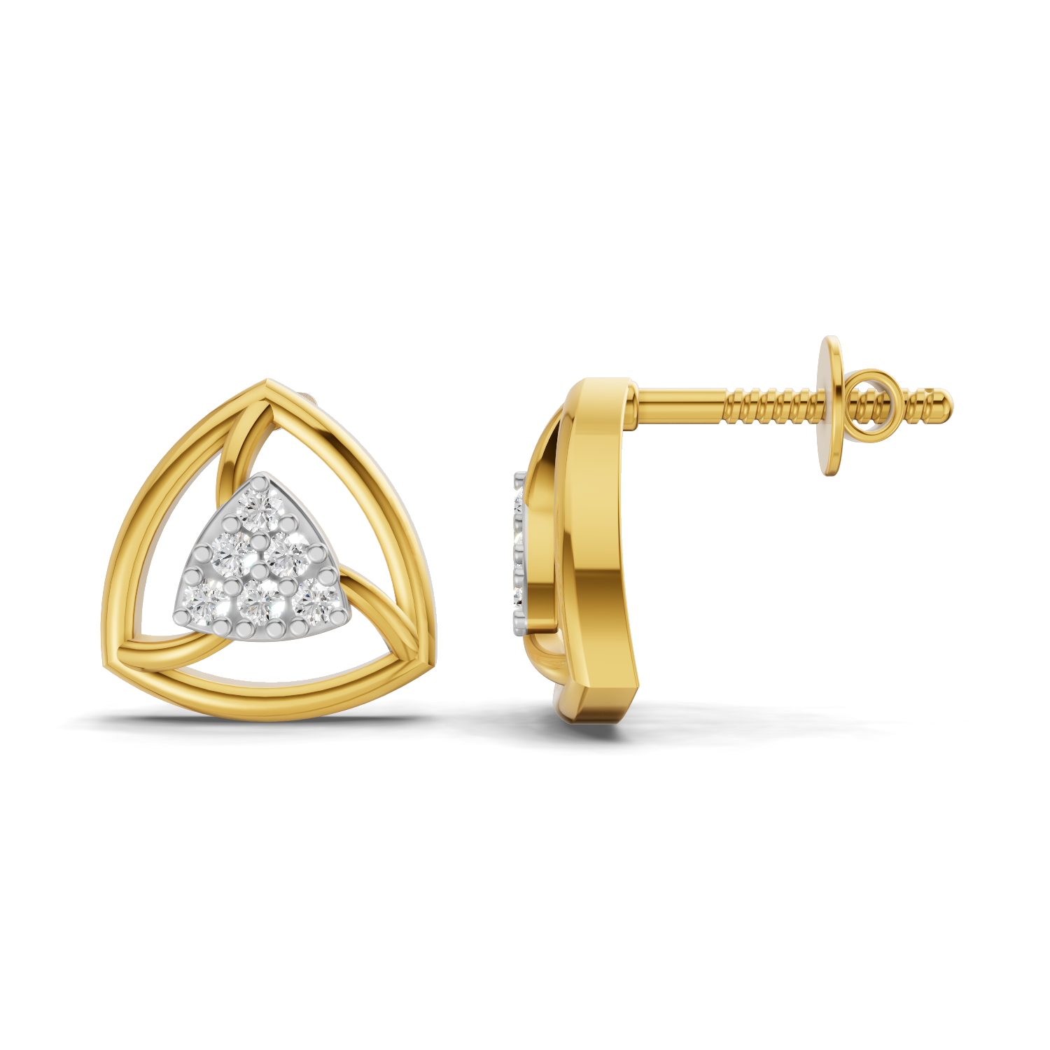 Lab Grown Diamond 0.12CT 925 Sterling Silver Gold Plated Round Shape Earring