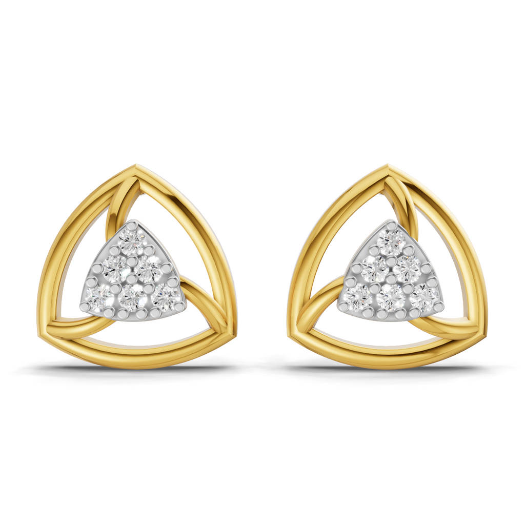 Lab Grown Diamond 0.12CT 925 Sterling Silver Gold Plated Round Shape Earring