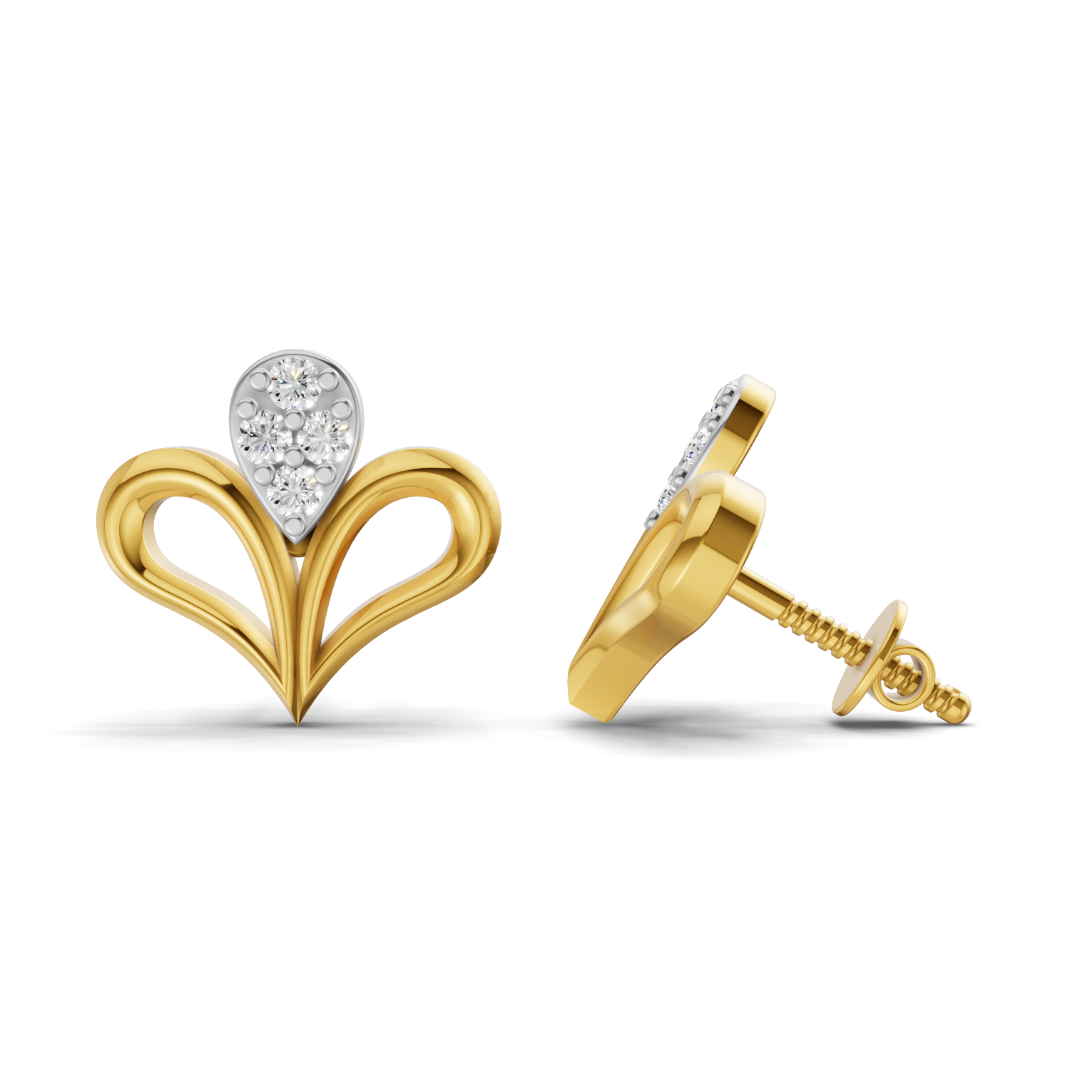 Lab Grown Diamond 0.14CT 925 Sterling Silver Gold Plated Round Shape Earring