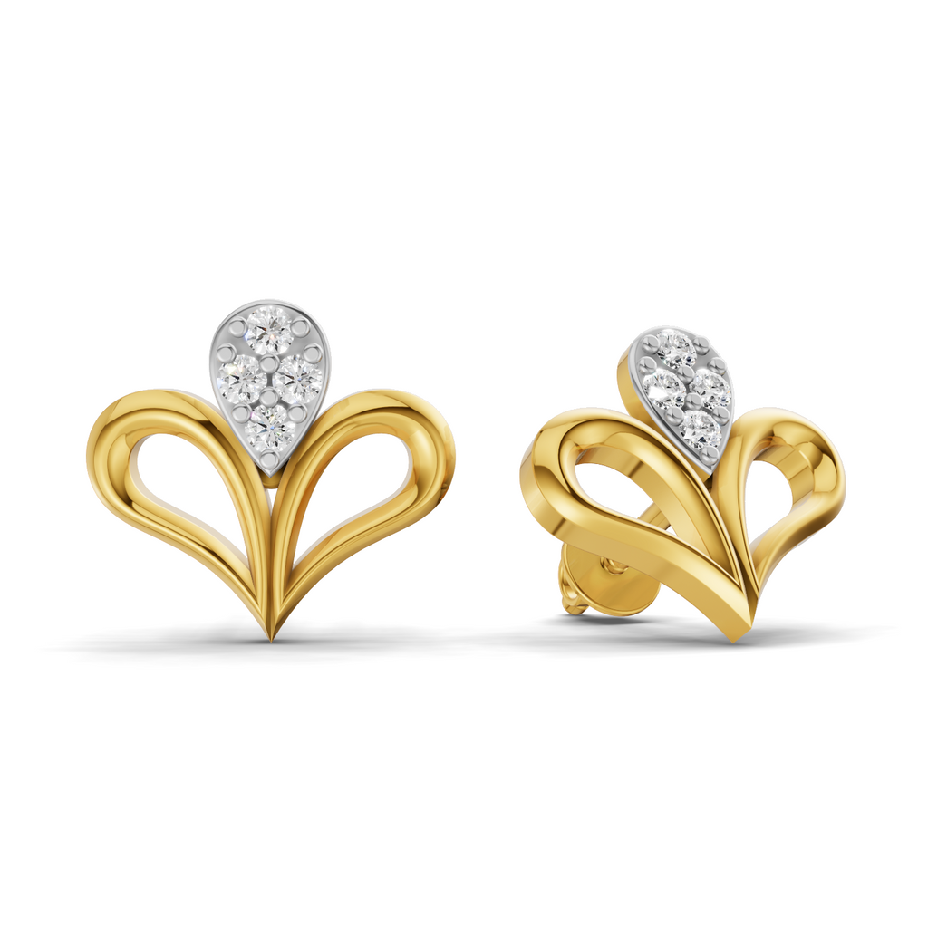 Lab Grown Diamond 0.14CT 925 Sterling Silver Gold Plated Round Shape Earring