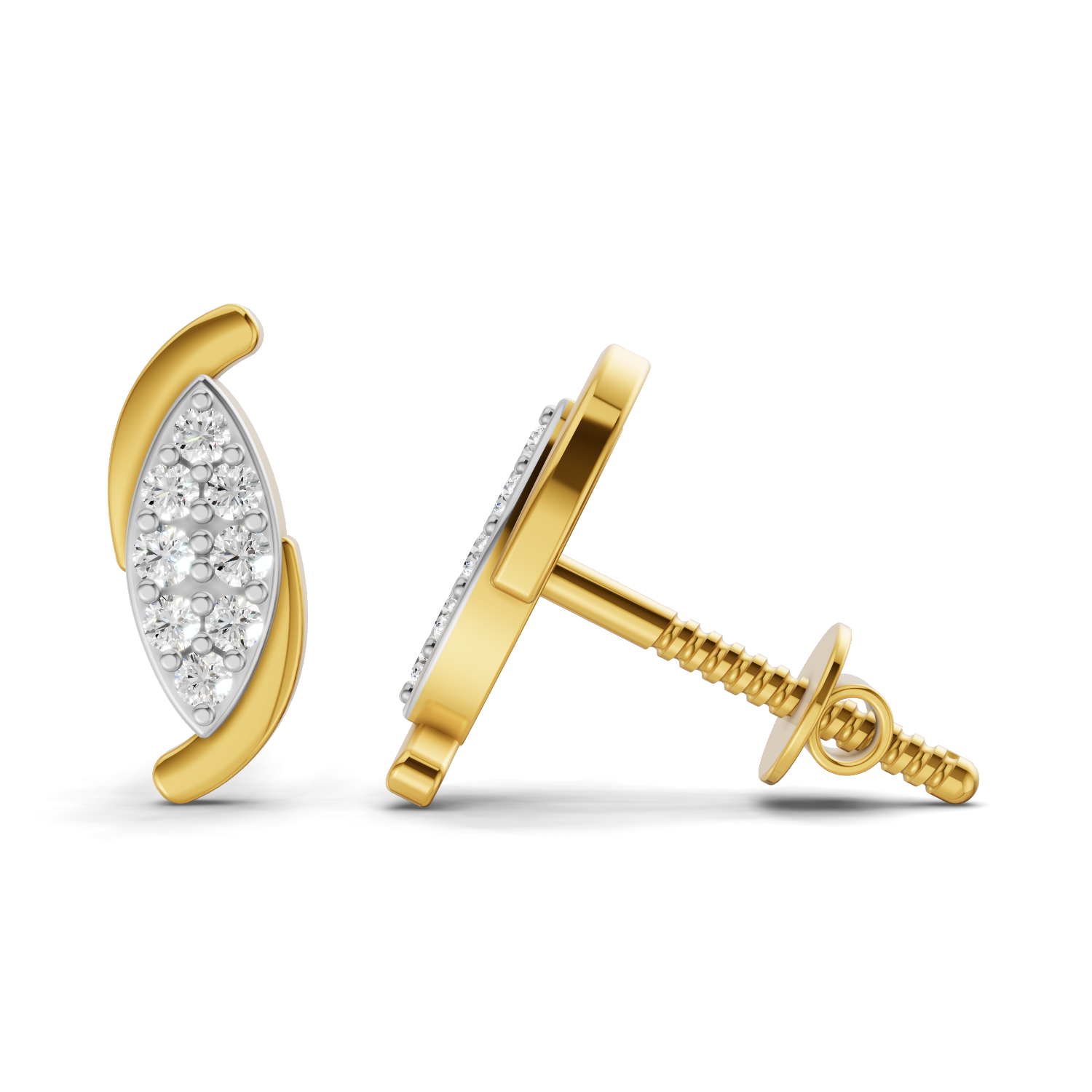 Lab Grown Diamond 0.17CT 925 Sterling Silver Gold Plated Round Shape Earring