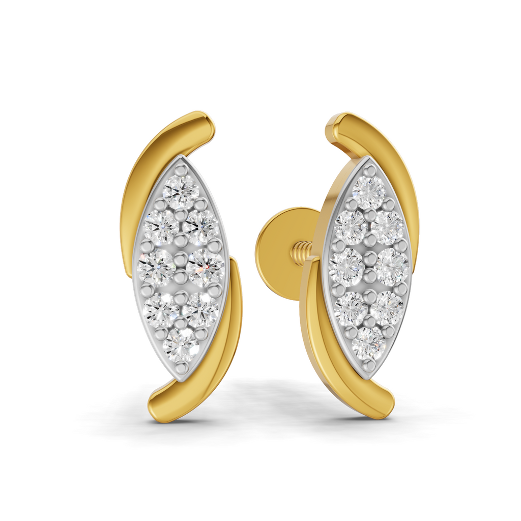 Lab Grown Diamond 0.17CT 925 Sterling Silver Gold Plated Round Shape Earring