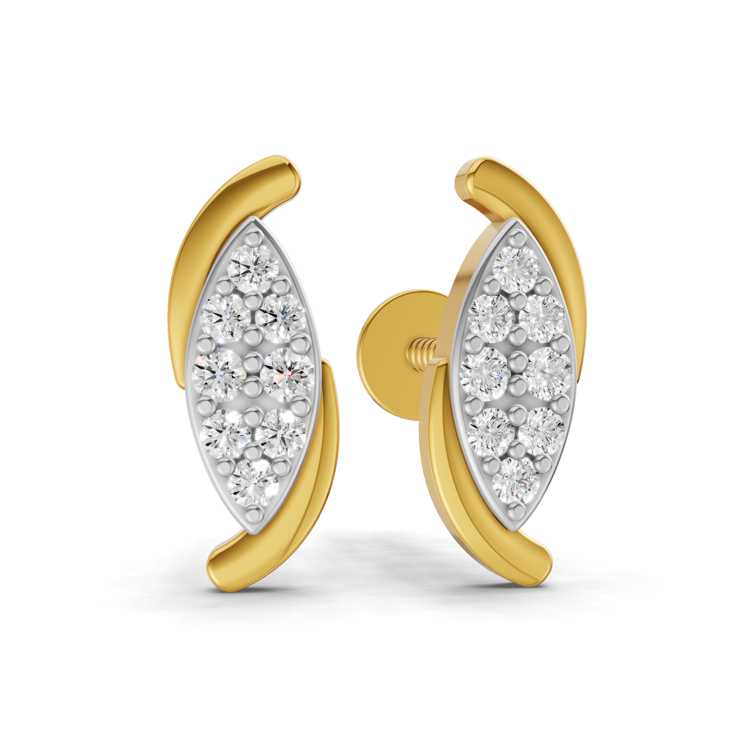 Lab Grown Diamond 0.17CT 925 Sterling Silver Gold Plated Round Shape Earring